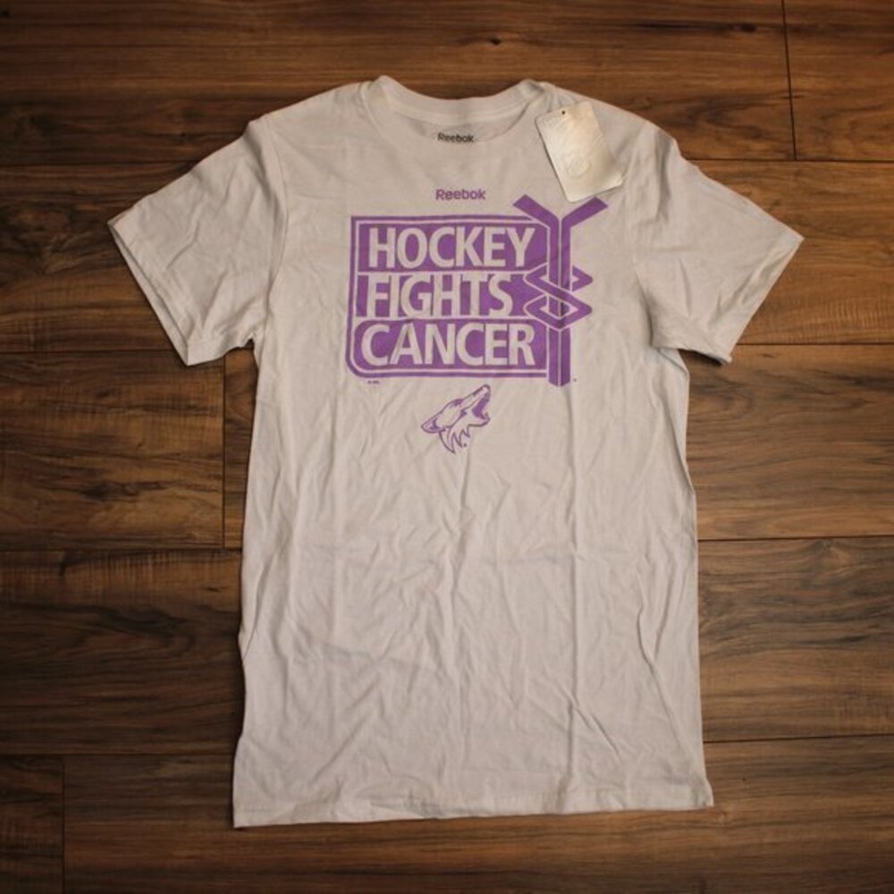 NWT Arizona Coyotes Reebok Hockey Fights Cancer White Tee S